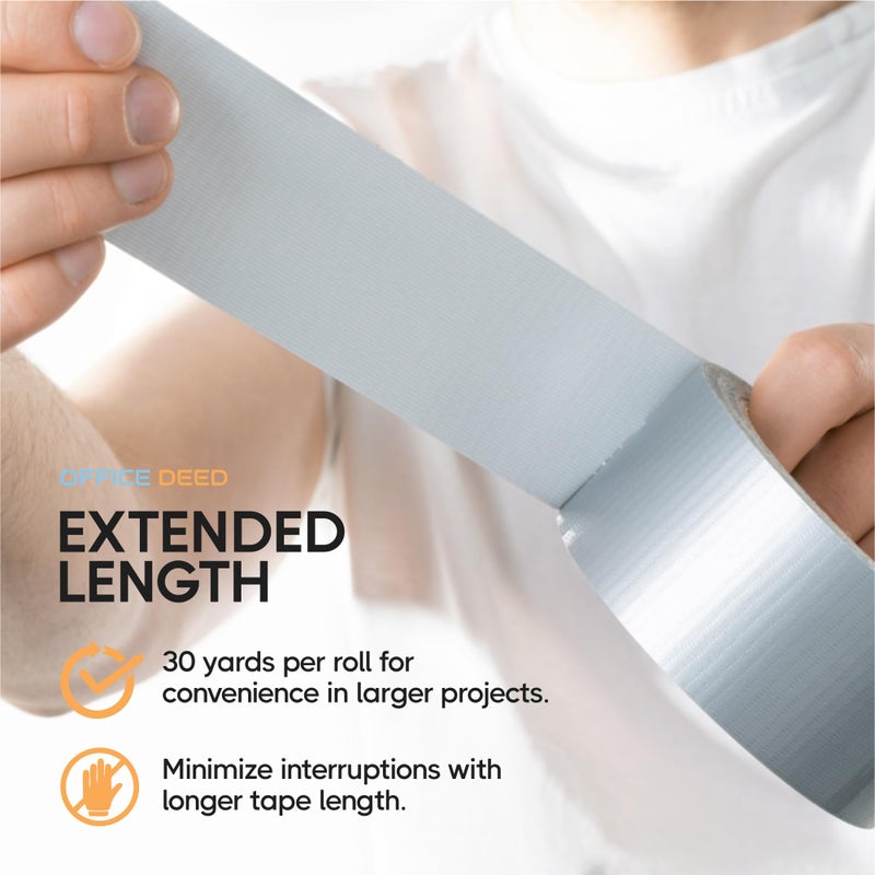 Office Deed Duct Tape Heavy Duty Waterproof, 30 Yards x 2 Inch, 12-Roll Pack, All-Weather Grey Duct Tape Bulk, Strong, No Residue, Industrial and Professional Use - Image 4